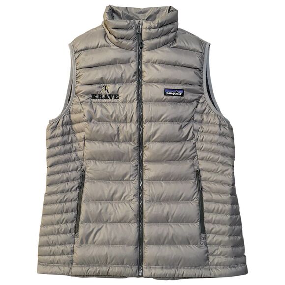 Patagonia Down Sweater Vest Womens Medium Gray Quilted Puffer Krave Company Logo - Picture 1 of 9